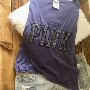 ☀️🌴VSPINK tank top.DustyBlue w/sequins💕